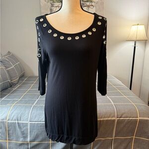 ♥️Belldini Black Grommet-Trim Scoop Neck Top Size Medium